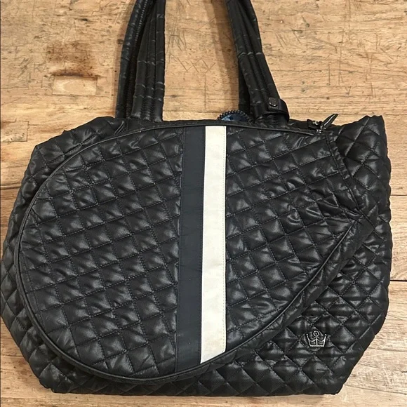 Oliver Thomas Quilted Tennis Tote Bag – Black white - Picture 4 of 8